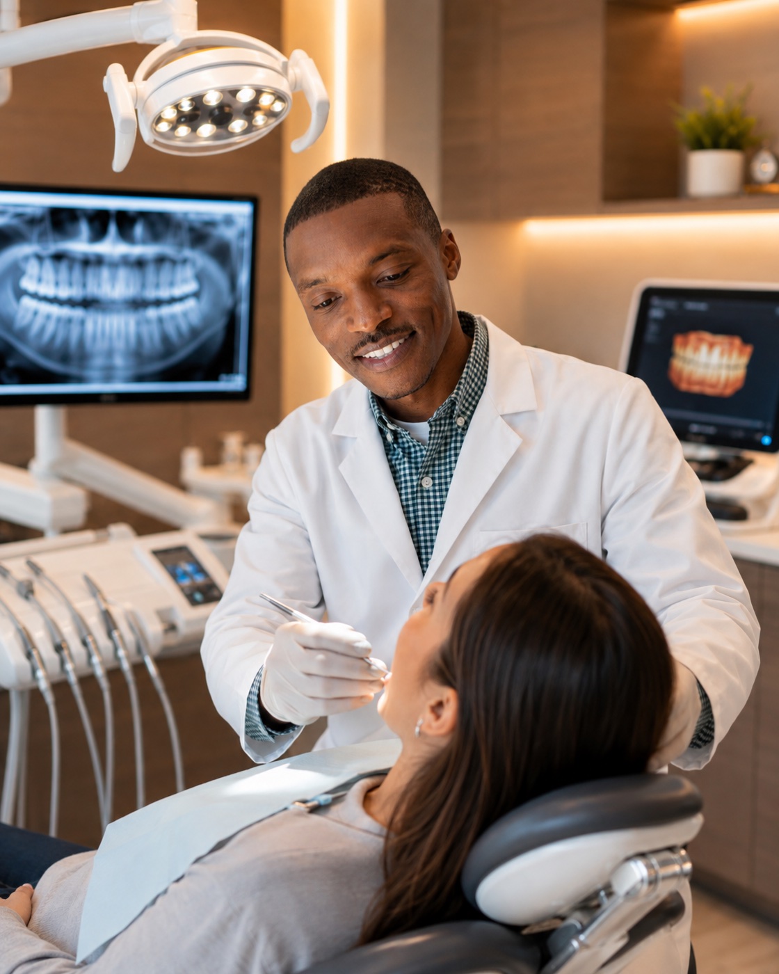 Dr. Donovan Phillips treating a patient at Amber Arch Dental in Atlanta